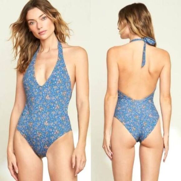 NWT Veronica Beard Sails Micro Floral Blue One Piece Swimsuit Sz XS - Picture 1 of 5